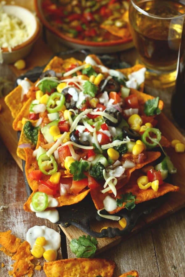 Vegetarian Nachos (Loaded Veggies Nachos) - Fun FOOD Frolic