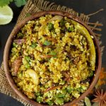 Indian Style Cauliflower Rice In A Brown Bowl