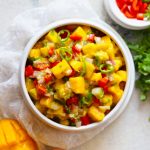 A sweet and spicy vegan mango salsa