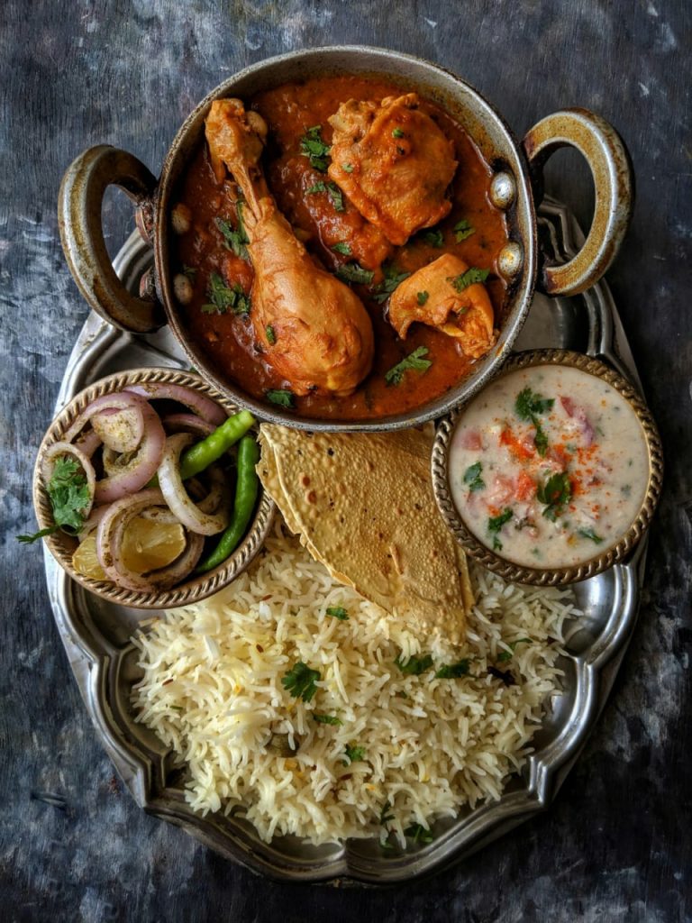Chicken Curry Indian Thali