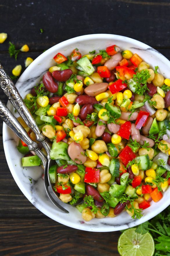 Mixed Beans Salad Recipe - Fun FOOD Frolic