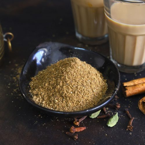 side shot of Indian chai masala in a black bowl