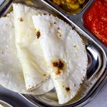 aerial shot of gluten free roti in a plate