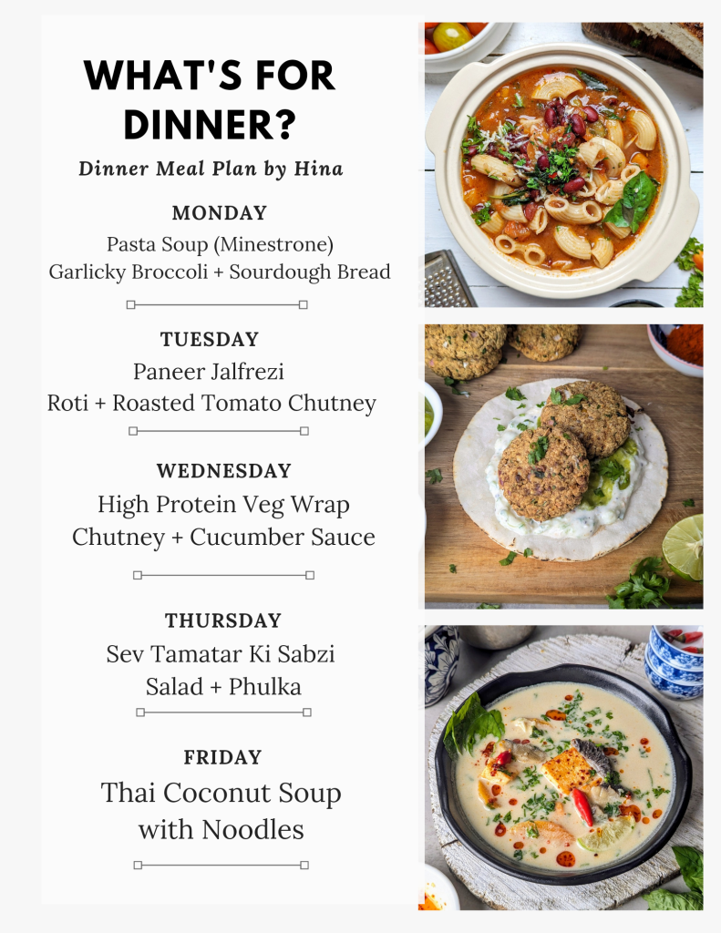 weekly dinner plan for week 5