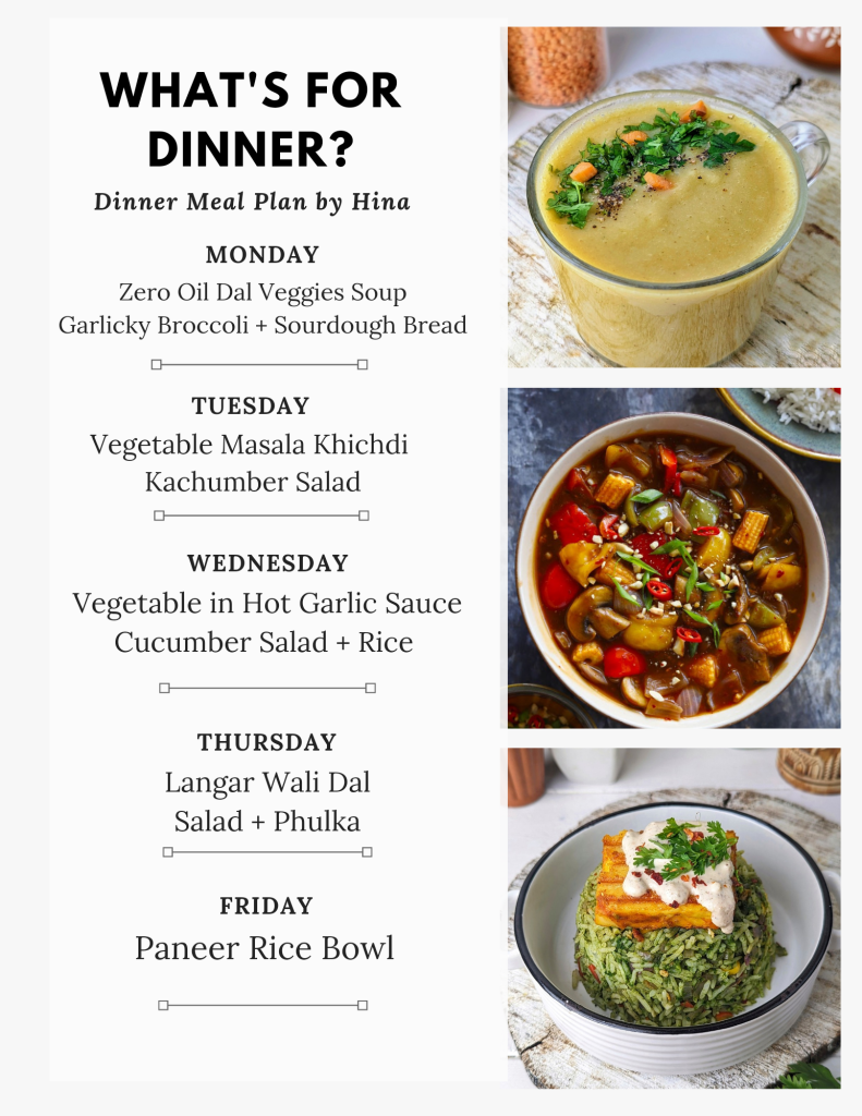 weekly dinner plan for week 6